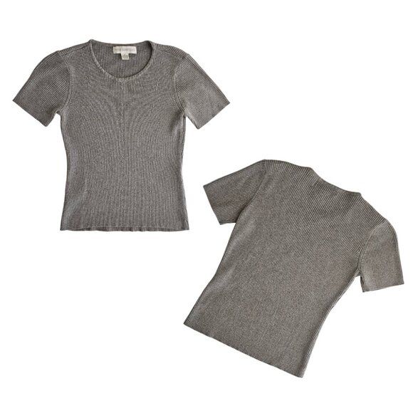 Petite Sophisticate Ribbed Cardigan & Top Set | EUC | SP | Gray - Picture 10 of 16